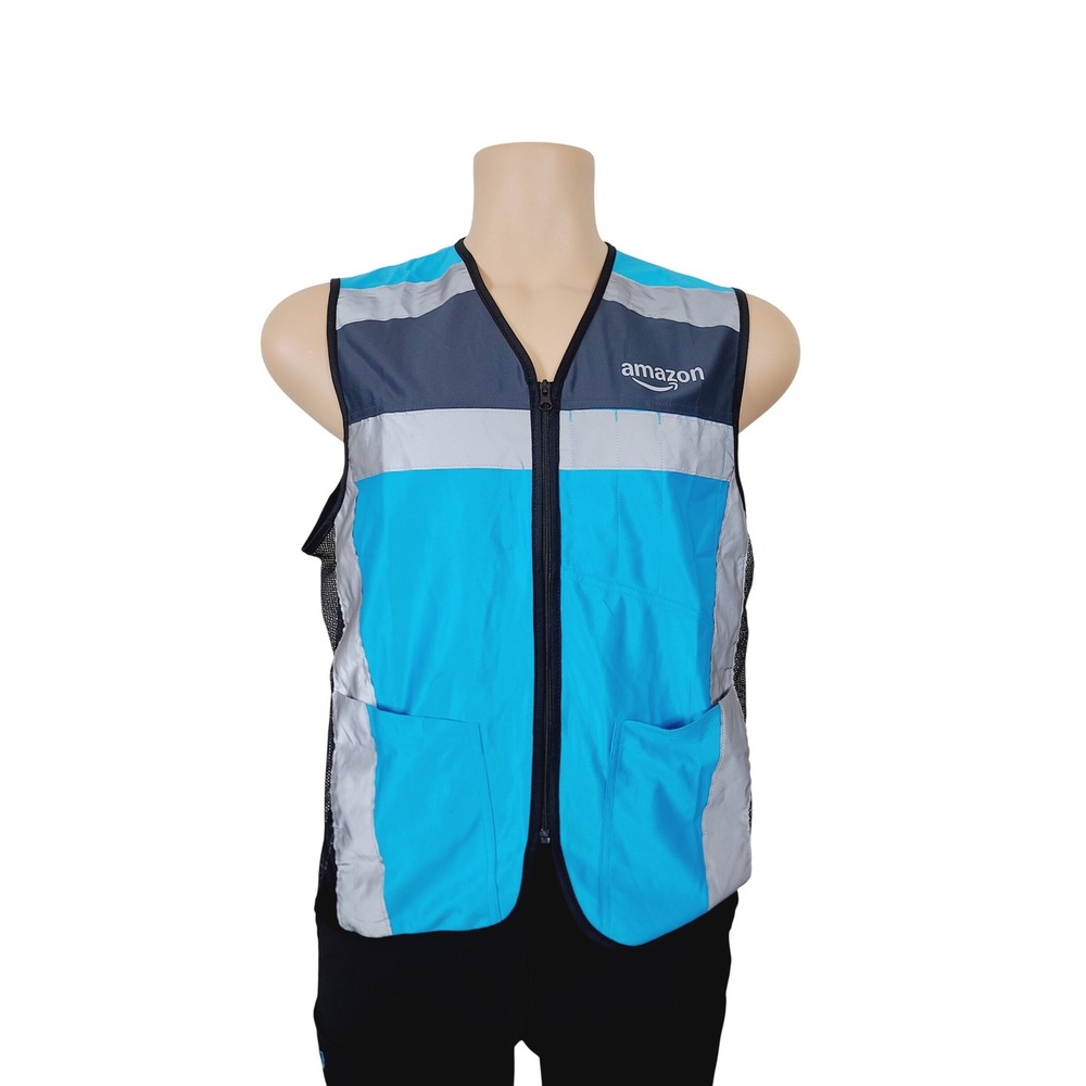 Amazon Polyester Zipper Closure Mesh Sides Flex Vest Men, M/L, Blue/Black. KT